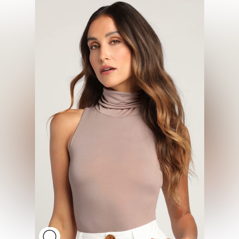 Alive and Kicking Taupe Sleeveless Turtleneck Top Size S